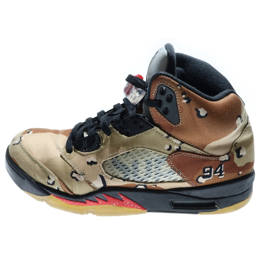 NIKE(ナイキ) 【観賞用 2015年製】 15AW ×Supreme AIR JORDAN 5 RETRO DESERT CAMO 824371‐201 エアジョーダン5 デザートカモ ハイカットスニーカー ベージュ US10/28cm