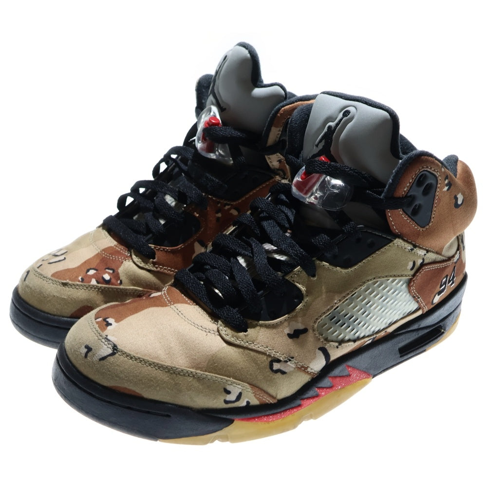 NIKE(ナイキ) 【観賞用 2015年製】 15AW ×Supreme AIR JORDAN 5 RETRO DESERT CAMO 824371‐201 エアジョーダン5 デザートカモ ハイカットスニーカー ベージュ US10/28cm