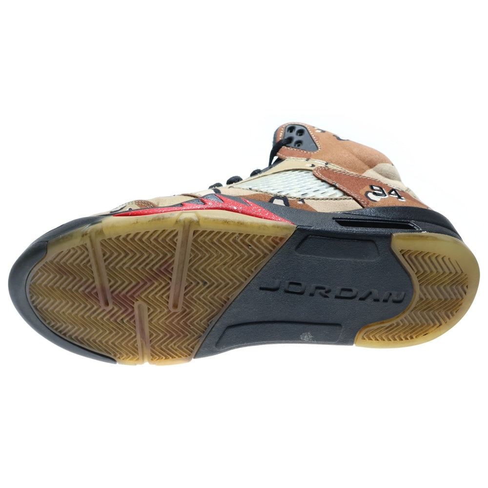 NIKE(ナイキ) 【観賞用 2015年製】 15AW ×Supreme AIR JORDAN 5 RETRO DESERT CAMO 824371‐201 エアジョーダン5 デザートカモ ハイカットスニーカー ベージュ US10/28cm