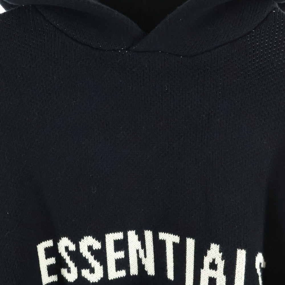 FOG Essentials(エフオージー エッセンシャルズ) Knit Logo Hoodie フロントロゴ ニットパーカー フーディ ブラック