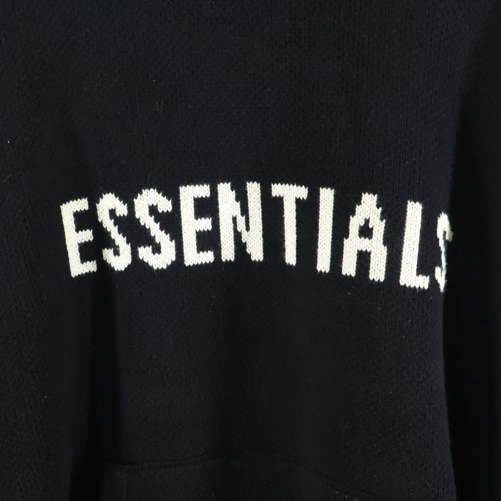 FOG Essentials(エフオージー エッセンシャルズ) Knit Logo Hoodie フロントロゴ ニットパーカー フーディ ブラック