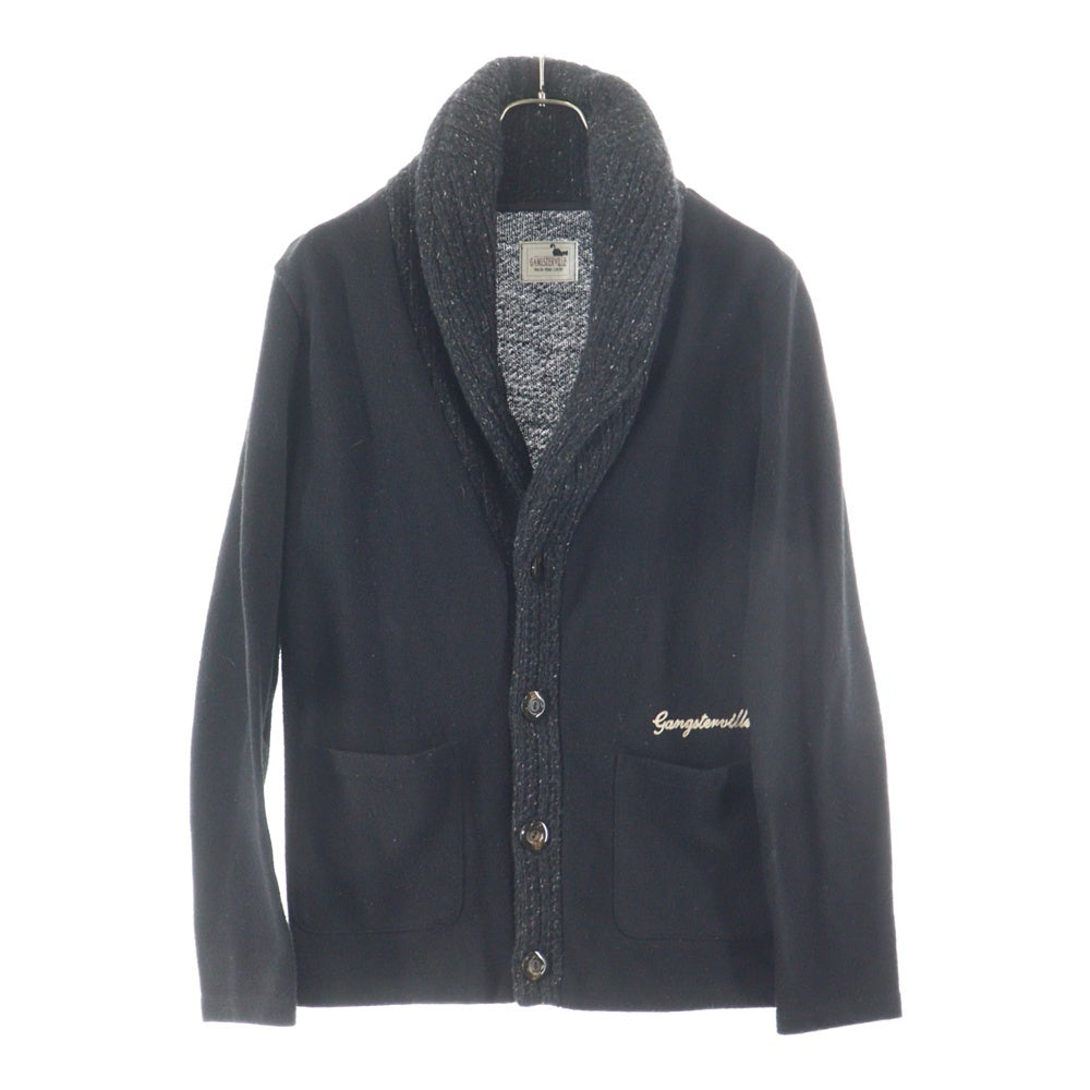 GANGSTERVILLE(ギャングスタービル) チェーン ロゴ 刺繍 ニット カーディガン ブラック GSV-11-FW-09