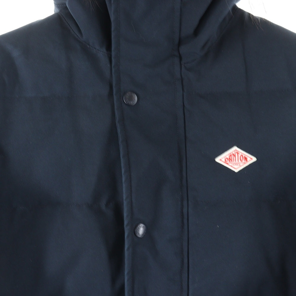 DANTON(ダントン) ファー付き フロントワンポイントロゴ刺繍 ダウンジャケット ネイビー レディース JD-8744