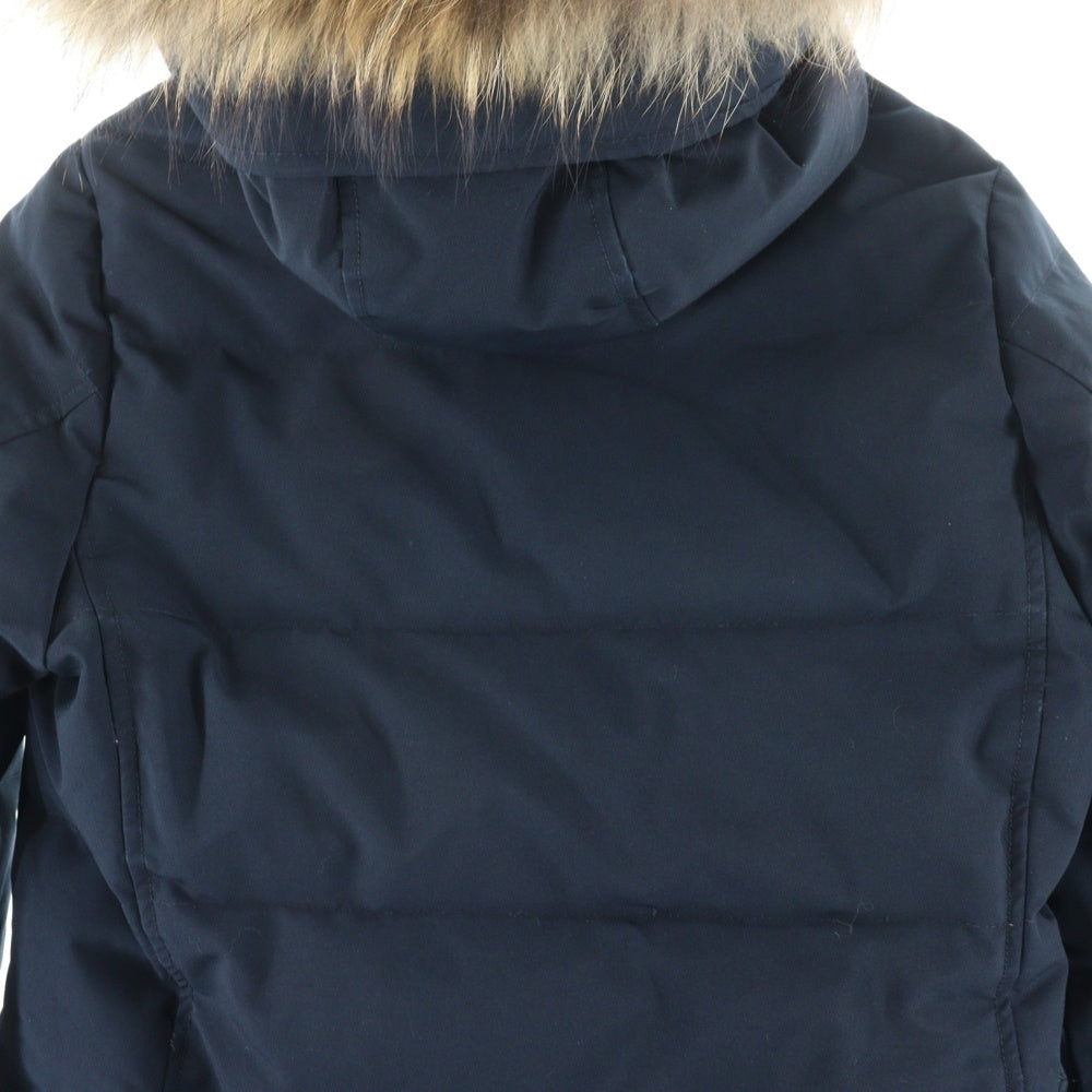 DANTON(ダントン) ファー付き フロントワンポイントロゴ刺繍 ダウンジャケット ネイビー レディース JD-8744