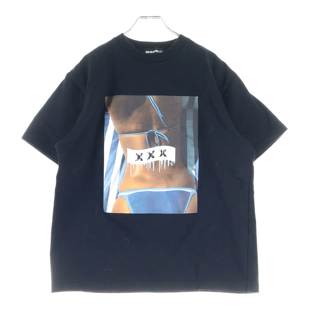 GOD SELECTION XXX(ゴッドセレクショントリプルエックス) Front Print S/S T-Shirt フロントプリント クルーネック半袖Tシャツカットソー ブラック