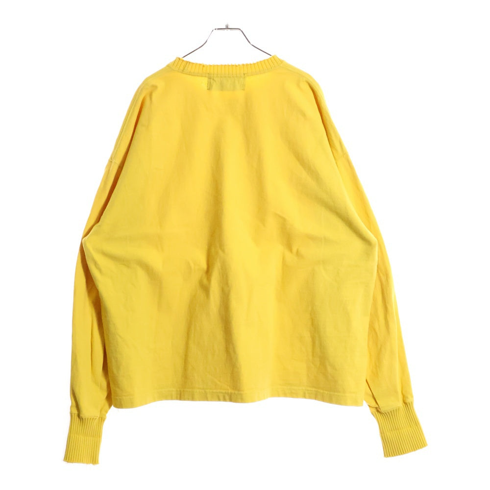 Perfect Ribs(パーフェクトリブス) ネックダメージ加工 クルーネック長袖Tシャツカットソー ロングスリーブ ロンT イエロー