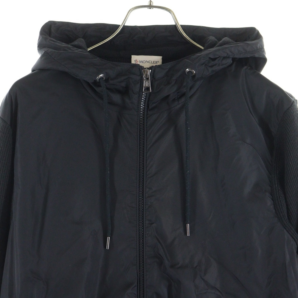 MONCLER(モンクレール) MAGLIONE TRICOT CARDIGAN フロントジップアップ ニット切替ナイロンジャケット ブラック D20919404300