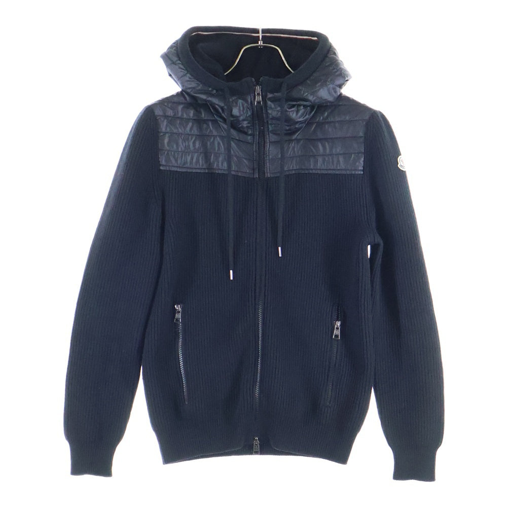 MONCLER(モンクレール) MAGLIONE TRICOT CARDIGAN ニット切替ジップアップ フーデットダウンジャケット ブラック A20919413600