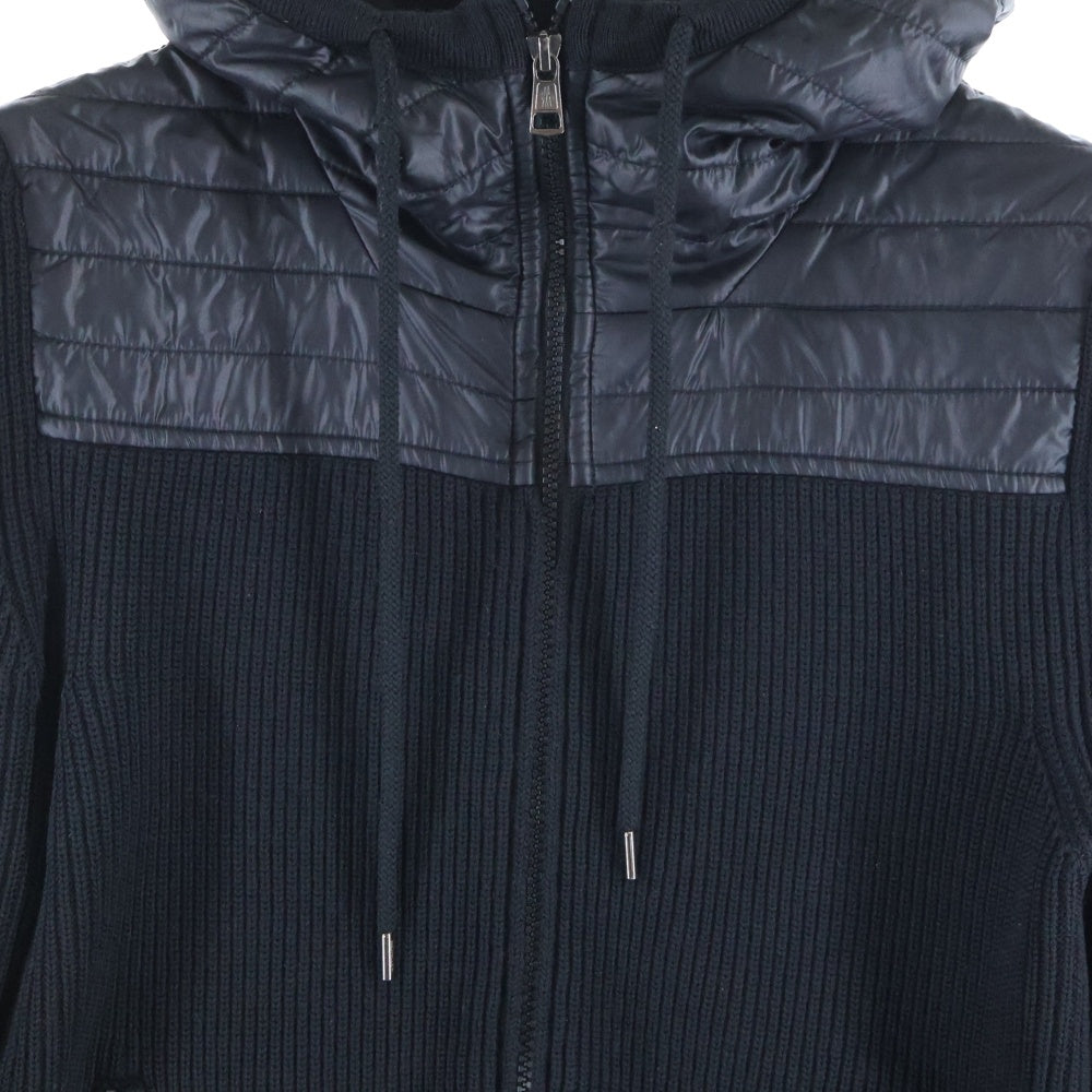 MONCLER(モンクレール) MAGLIONE TRICOT CARDIGAN ニット切替ジップアップ フーデットダウンジャケット ブラック A20919413600