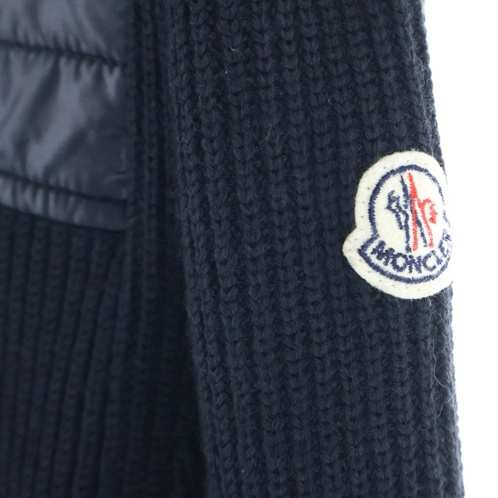 MONCLER(モンクレール) MAGLIONE TRICOT CARDIGAN ニット切替ジップアップ フーデットダウンジャケット ブラック A20919413600