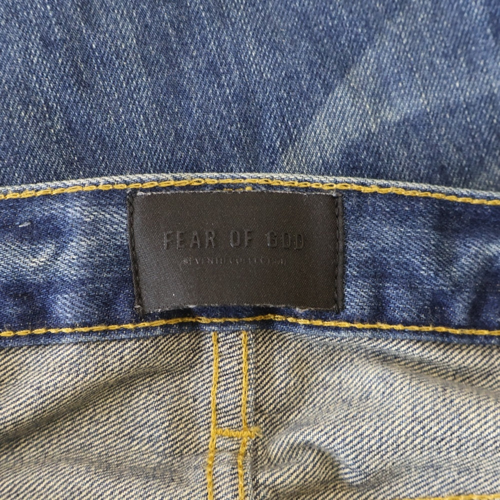 FEAR OF GOD(フィアオブゴッド) 7TH COLLECTION Vintage Jeans FG40-015 HWD カットオフ ウォッシュダメージ加工デニムパンツ インディゴ