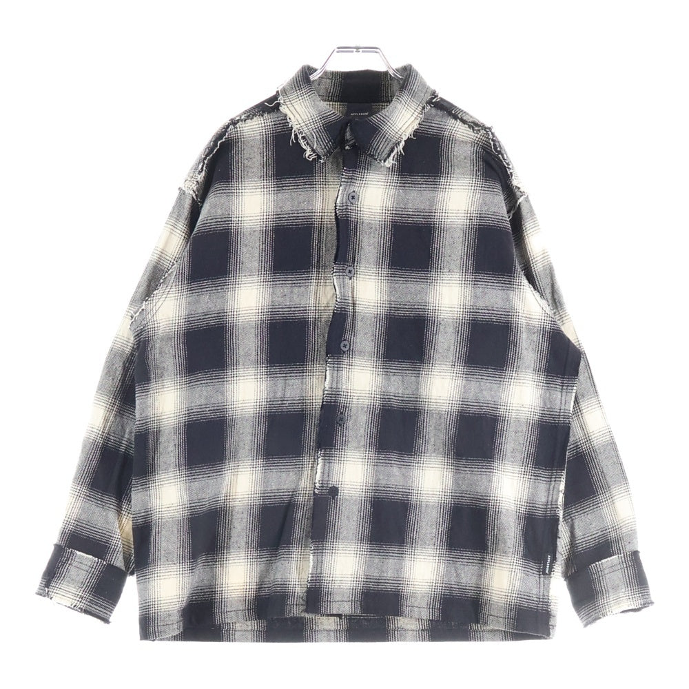 APPLEBUM(アップルバム) Cut Off Nel Shirt 2420203 カットオフネルシャツ チェック柄長袖シャツ ブラック/ホワイト