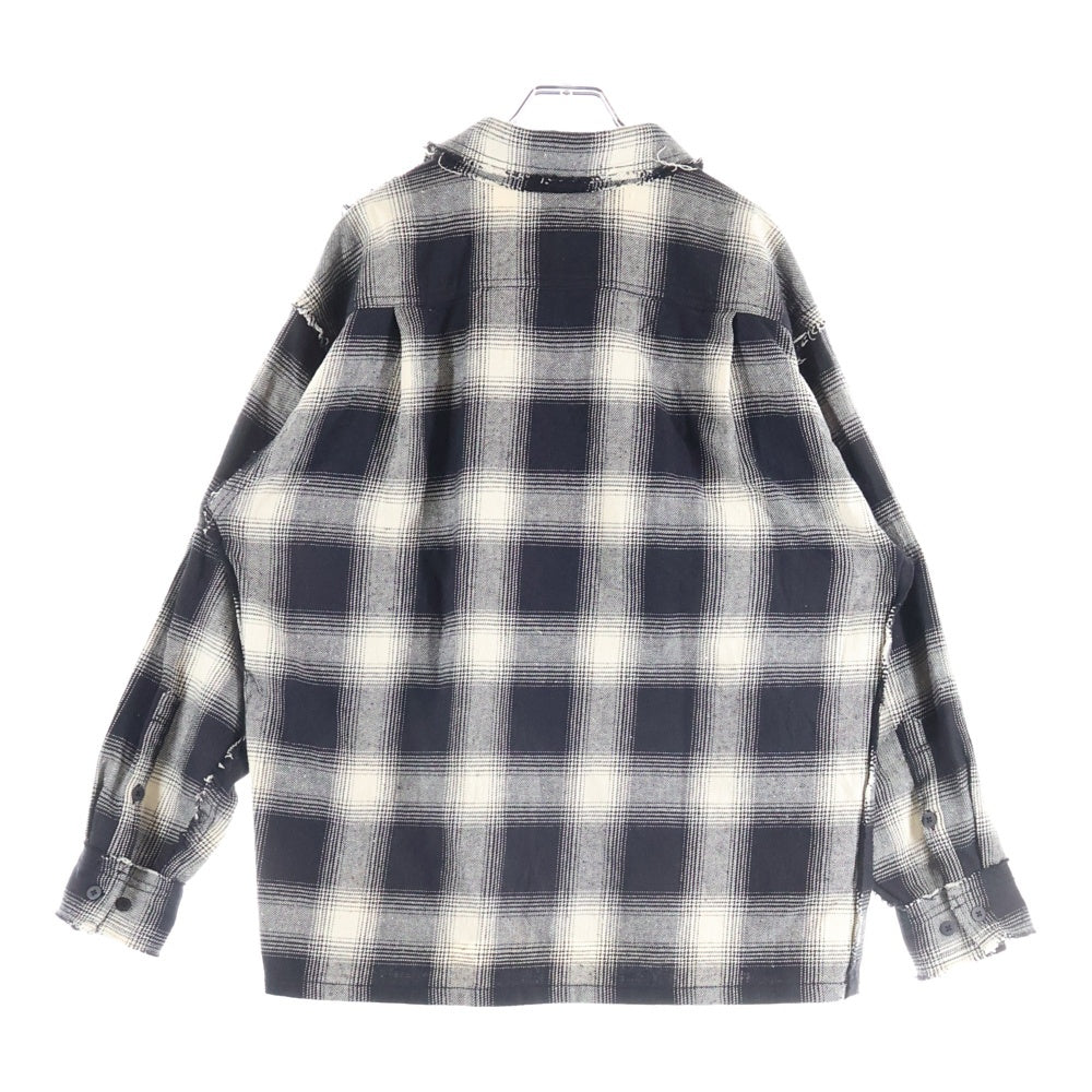 APPLEBUM(アップルバム) Cut Off Nel Shirt 2420203 カットオフネルシャツ チェック柄長袖シャツ ブラック/ホワイト