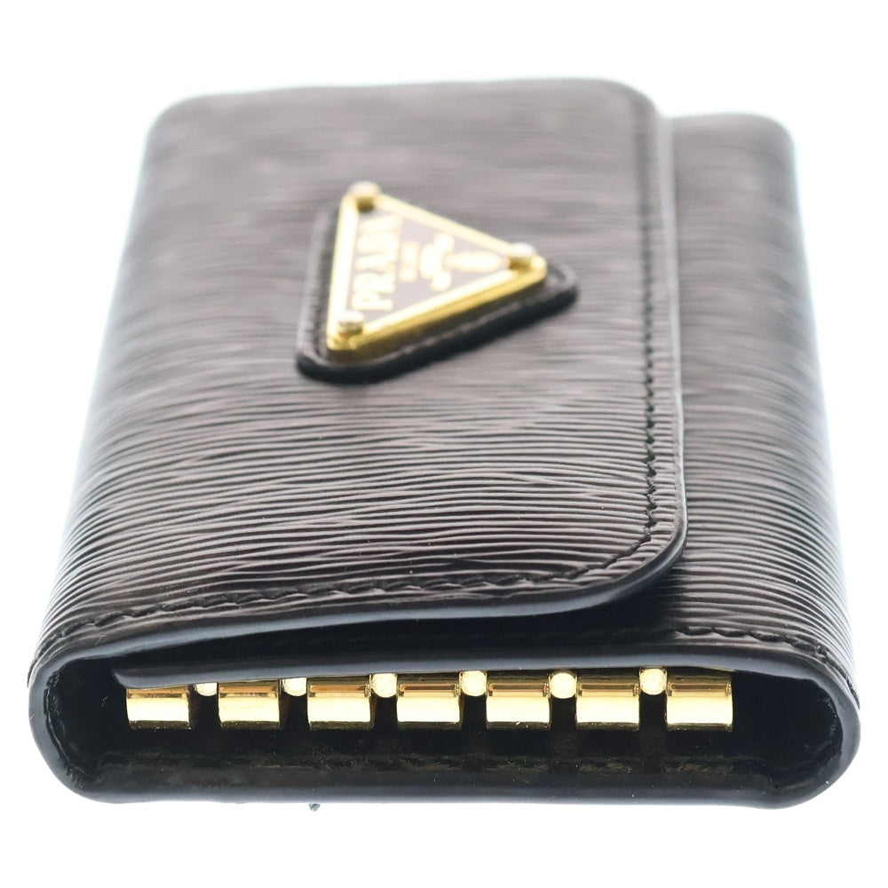 PRADA(プラダ) VITELLO MOVE 42488 1PG222 トライアングルロゴ レザー 6連キーケース ブラック/ゴールド