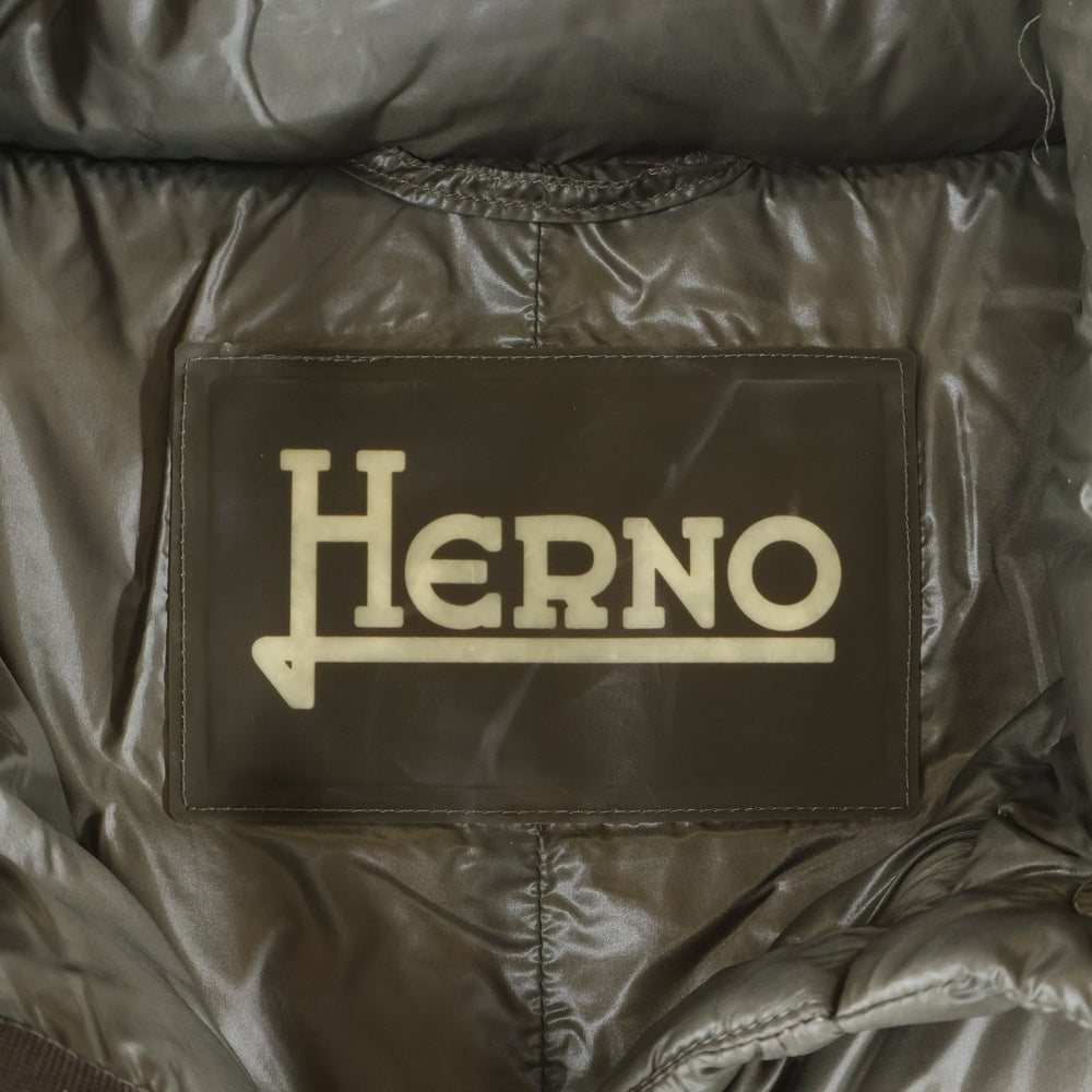 HERNO(ヘルノ) Button Long Down Jacket PI0029d-12017-8980 ボタン ロングダウンジャケット レディース カーキ