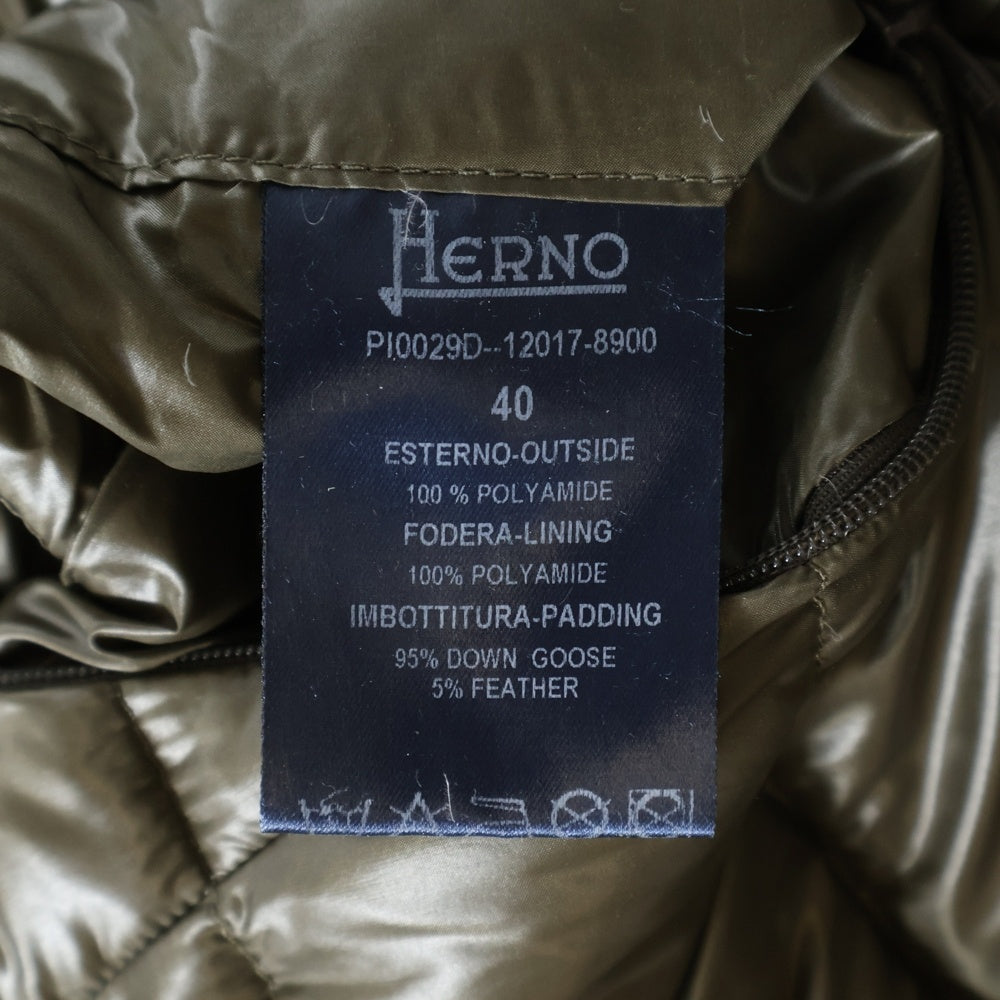 HERNO(ヘルノ) Button Long Down Jacket PI0029d-12017-8980 ボタン ロングダウンジャケット レディース カーキ