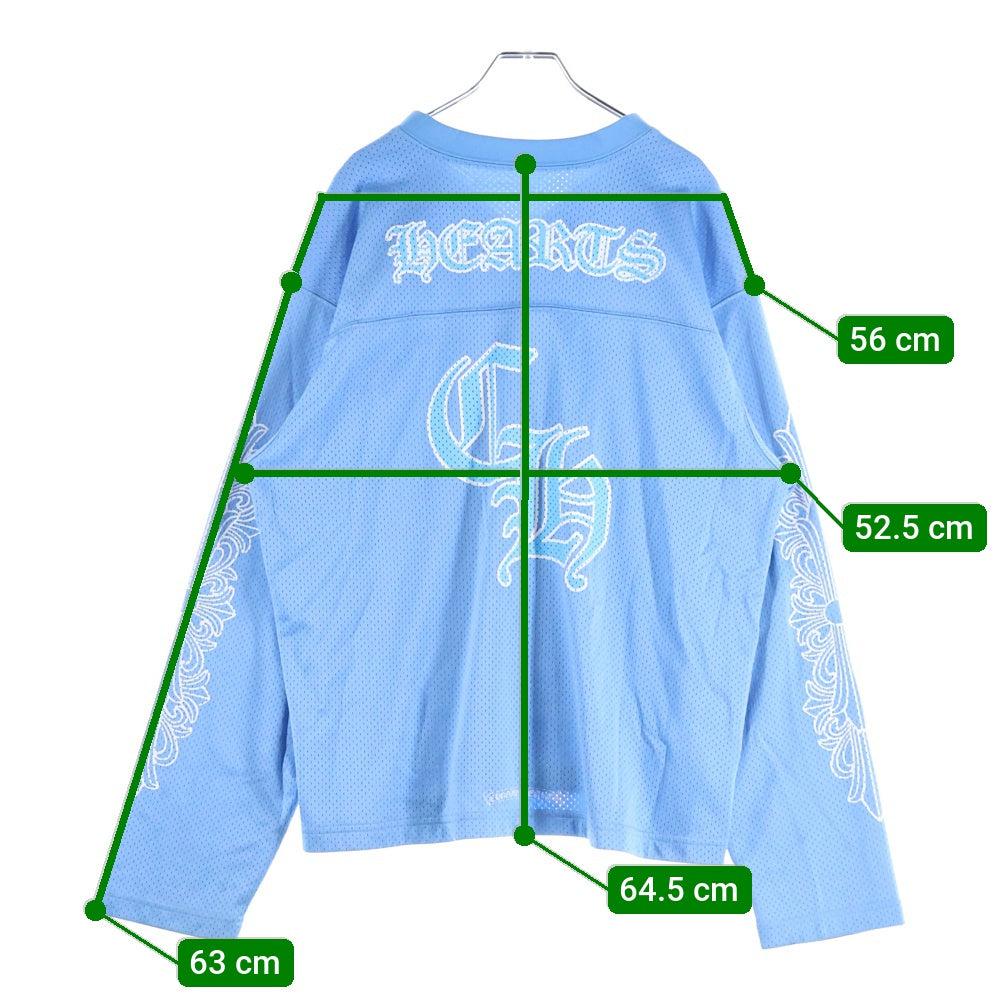 CHROME HEARTS(クロムハーツ) MESH WARM UP JERSEY メッシュ バーシティー ジャージー CHプリントメッシュ 長袖Tシャツカットソー ブルー