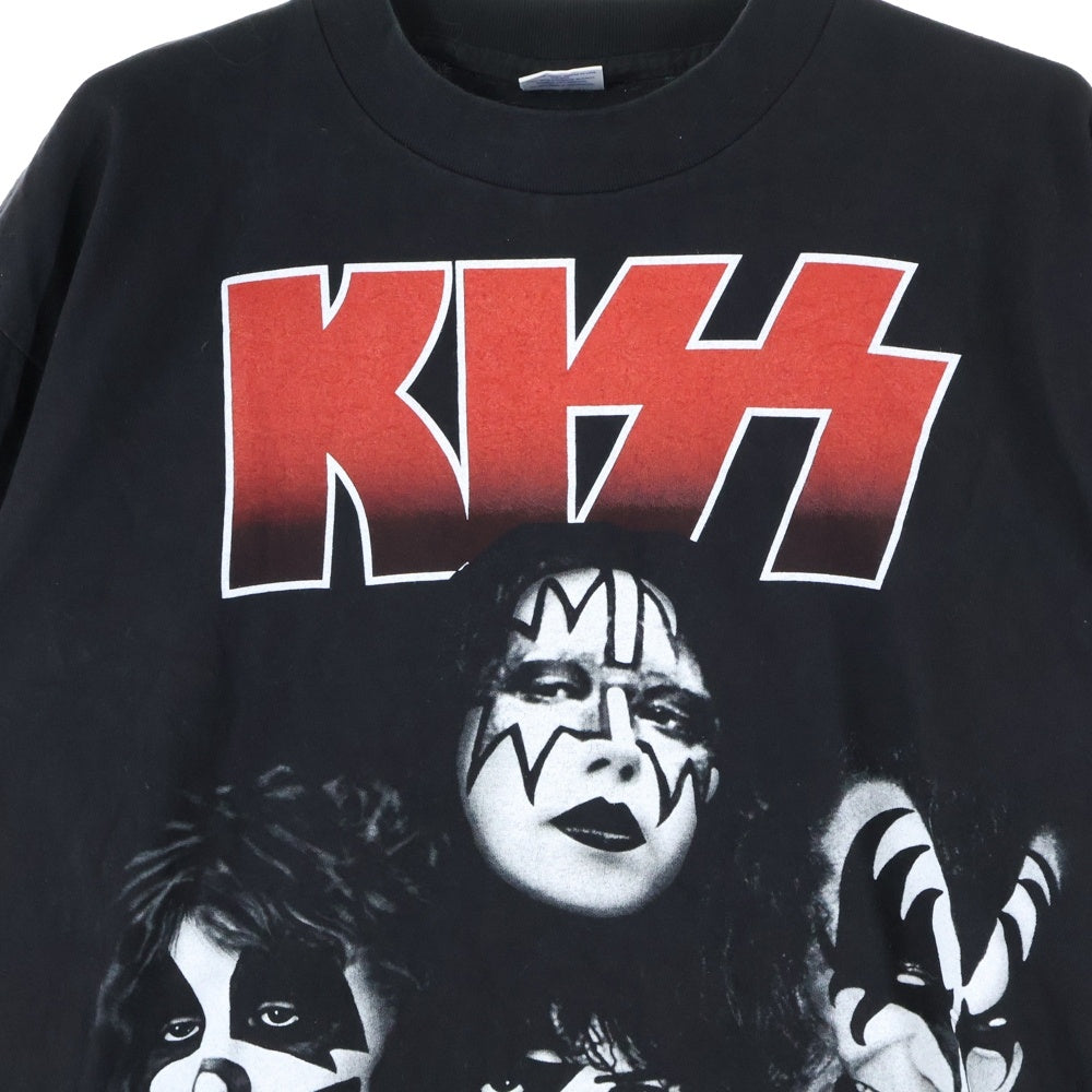 VINTAGE(ヴィンテージ) 90s KISS ALIVE/WORLDWIDE '96'97 PYRAMIDタグ キッス 両面プリント ハンドTシャツ クルーネック半袖Tシャツカットソー ブラック