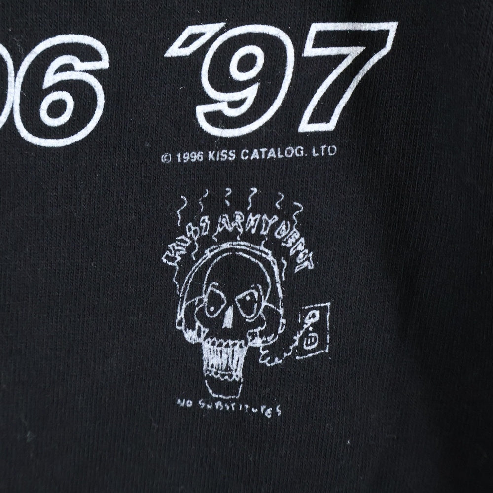 VINTAGE(ヴィンテージ) 90s KISS ALIVE/WORLDWIDE '96'97 PYRAMIDタグ キッス 両面プリント ハンドTシャツ クルーネック半袖Tシャツカットソー ブラック