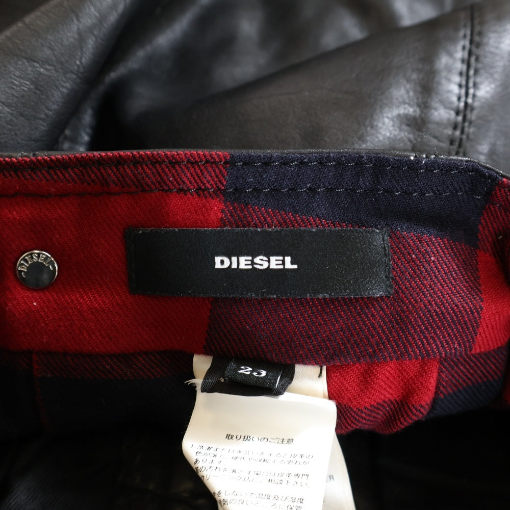 DIESEL(ディーゼル) フェイクレザー ジップ スカート ブラック レディース