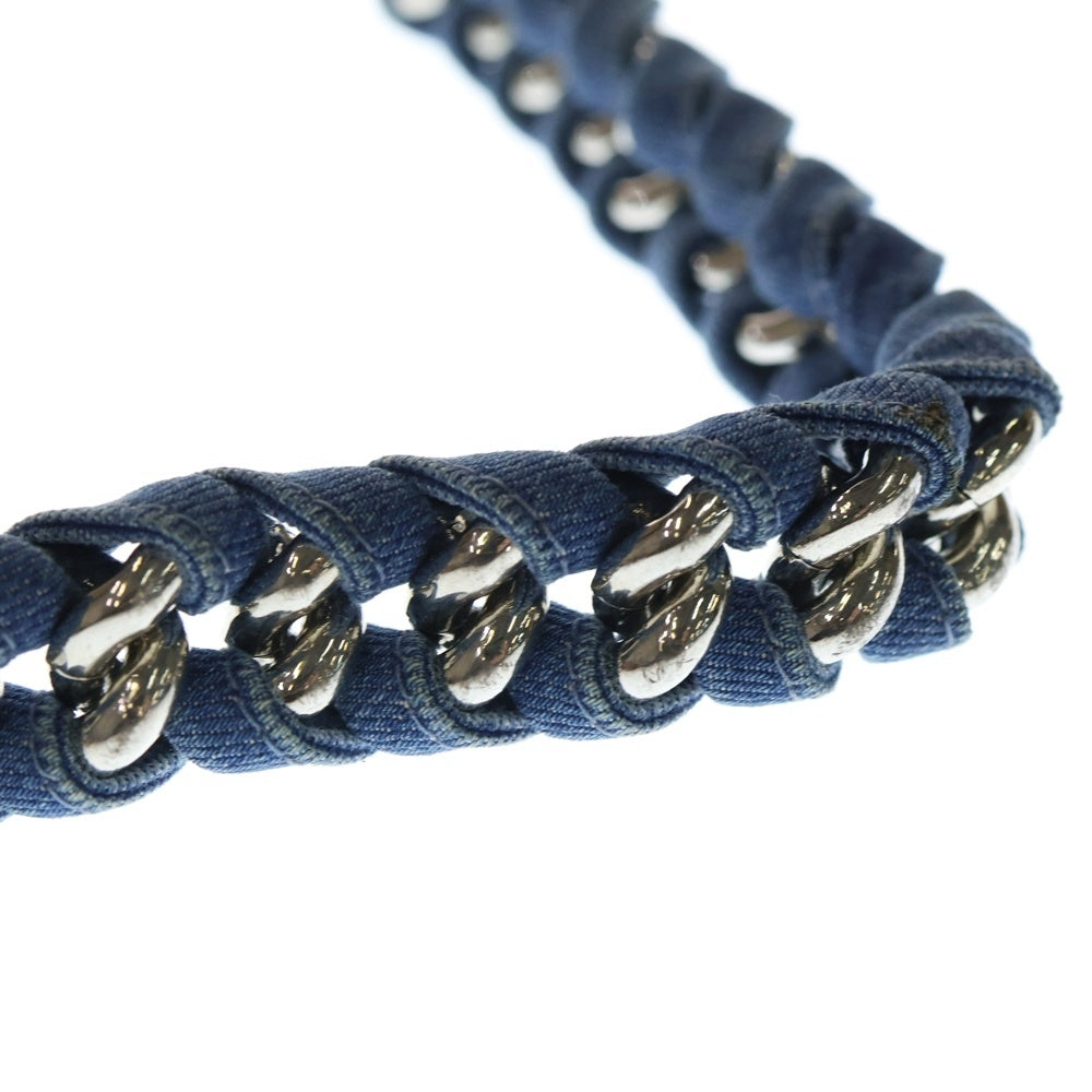 DIESEL(ディーゼル) メッシュ デニム レザー ベルト ブルー/ブラック レディース