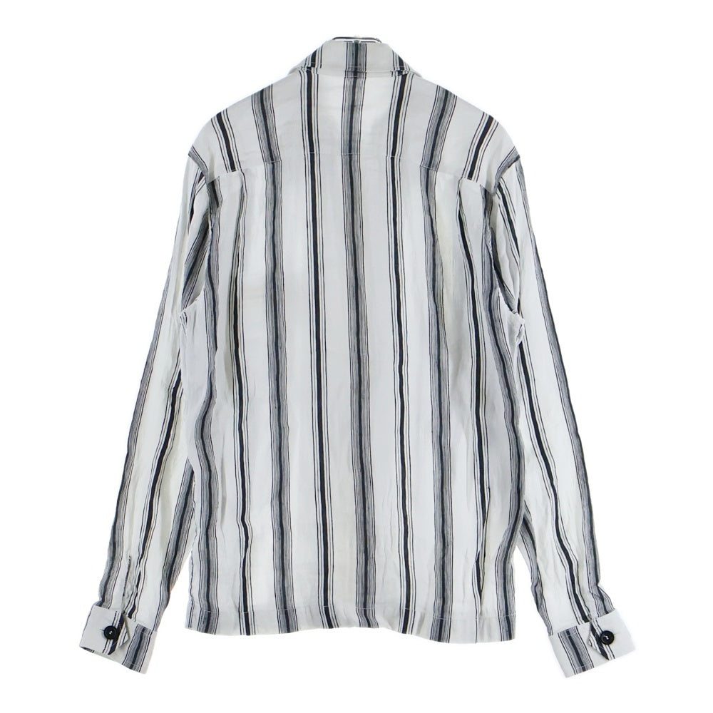 Wales Bonner(ウェールズ ボナー) Volta Jazz ストライプ ジップアップ長袖シャツ ホワイト
