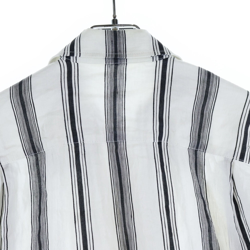 Wales Bonner(ウェールズ ボナー) Volta Jazz ストライプ ジップアップ長袖シャツ ホワイト