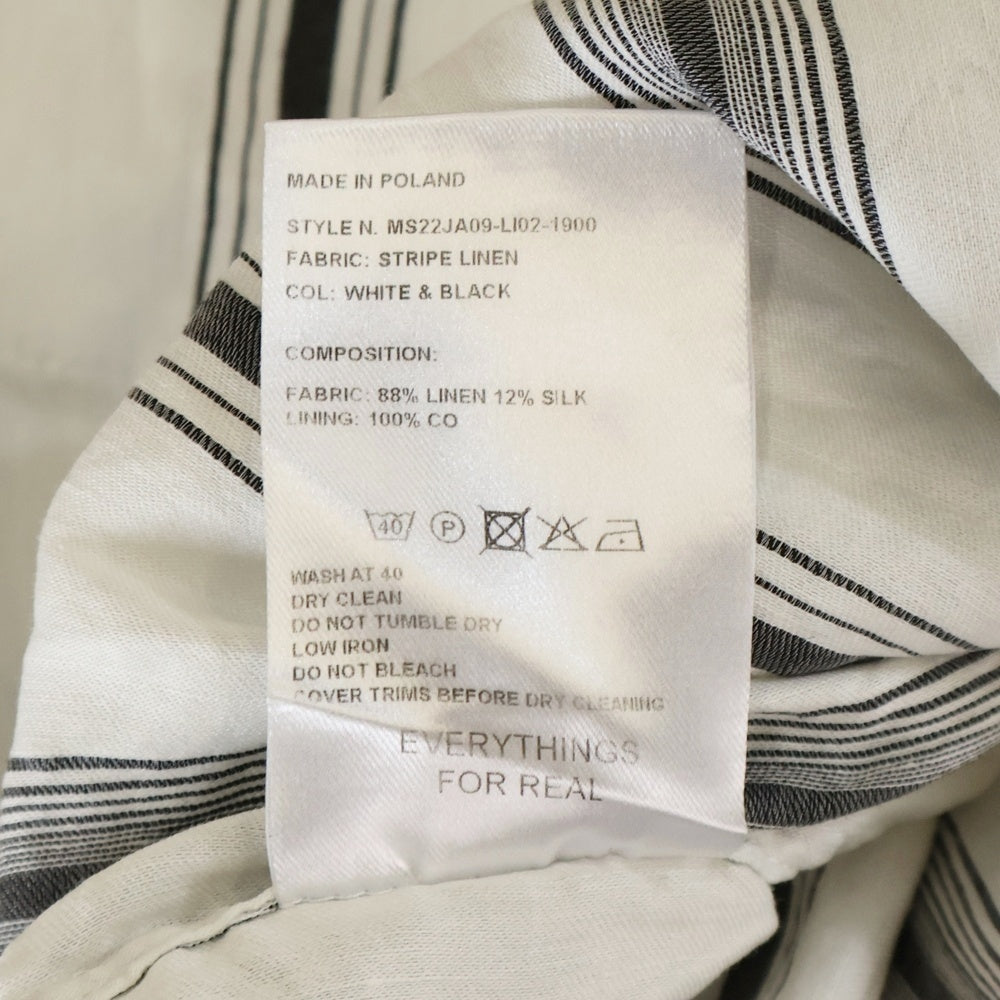 Wales Bonner(ウェールズ ボナー) Volta Jazz ストライプ ジップアップ長袖シャツ ホワイト