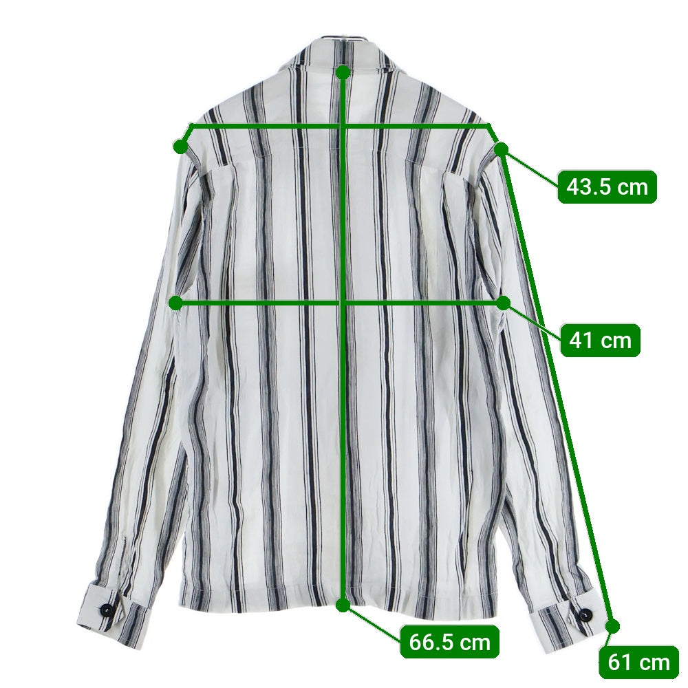 Wales Bonner(ウェールズ ボナー) Volta Jazz ストライプ ジップアップ長袖シャツ ホワイト