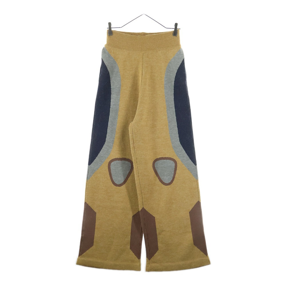 House Of Error(ハウスオブエラー) ドローコード付き プリントニットロングパンツ イエロー