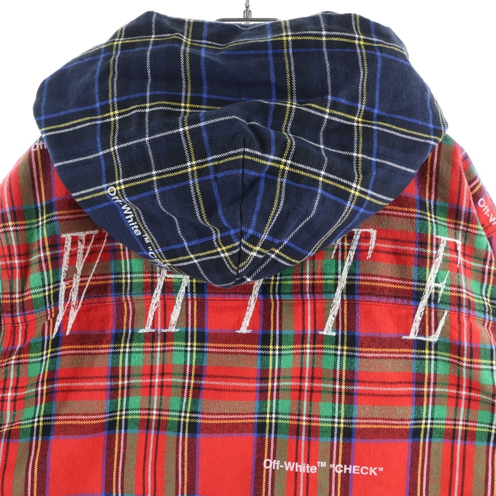 OFF-WHITE(オフホワイト) LOGO CHECK SHIRTS 長袖チェックシャツ フーディー レッド OMGA043S18792013