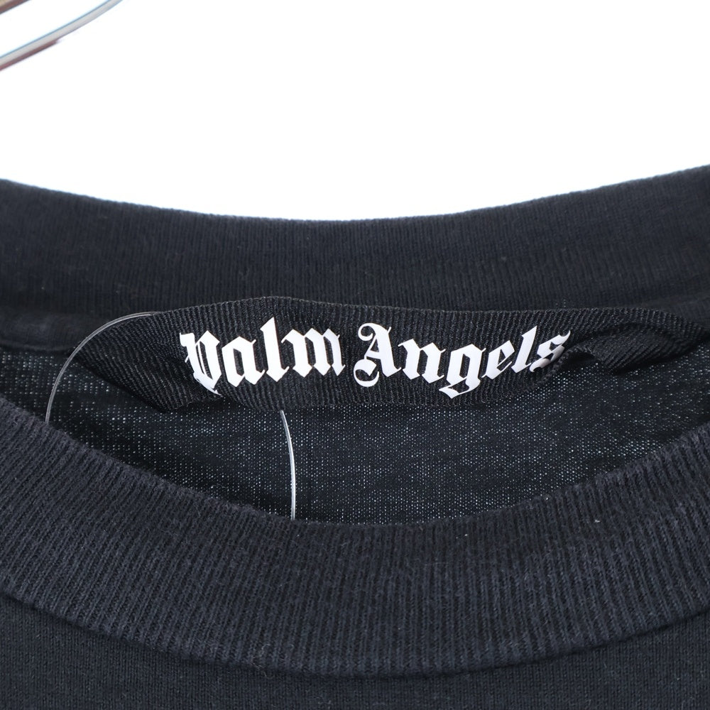 Palm Angels(パームエンジェルス) ファイヤープリントクルーネック半袖Tシャツ 半袖カットソー ブラック PMAA072R24JER001