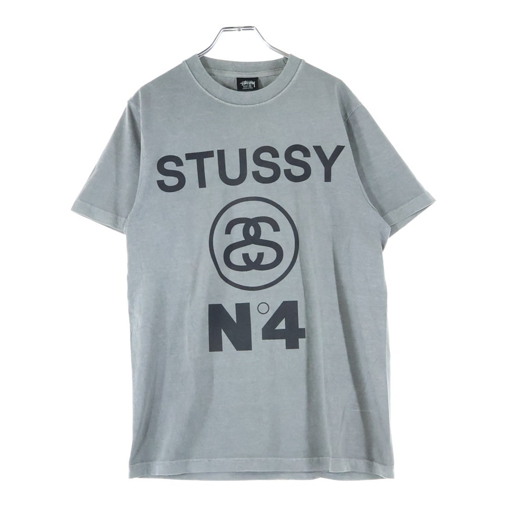 STUSSY(ステューシー) NO.4 PIG DYED TEE フロントロゴプリント クルーネック半袖Tシャツカットソー グレー