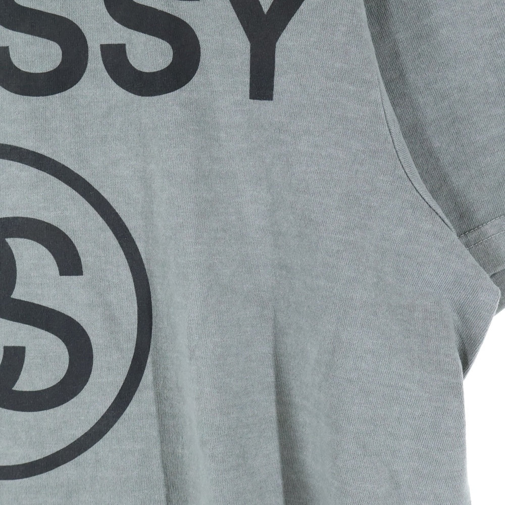 STUSSY(ステューシー) NO.4 PIG DYED TEE フロントロゴプリント クルーネック半袖Tシャツカットソー グレー