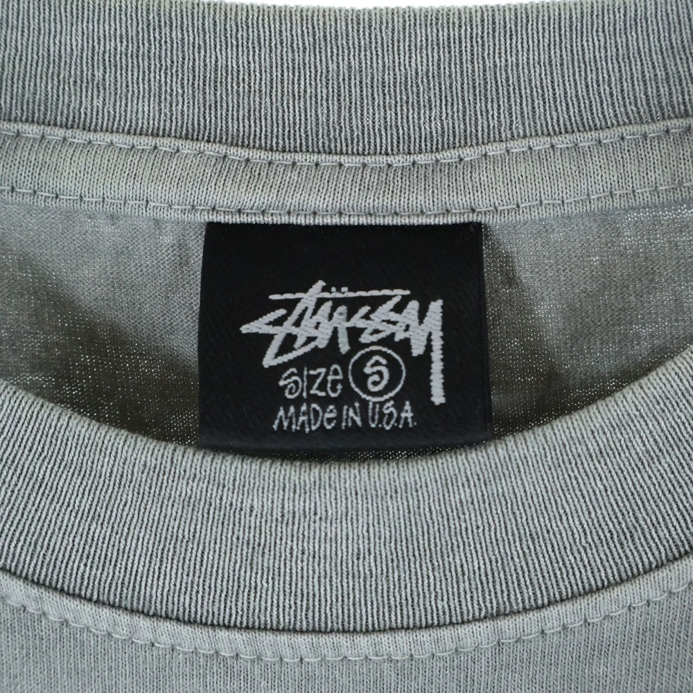 STUSSY(ステューシー) NO.4 PIG DYED TEE フロントロゴプリント クルーネック半袖Tシャツカットソー グレー