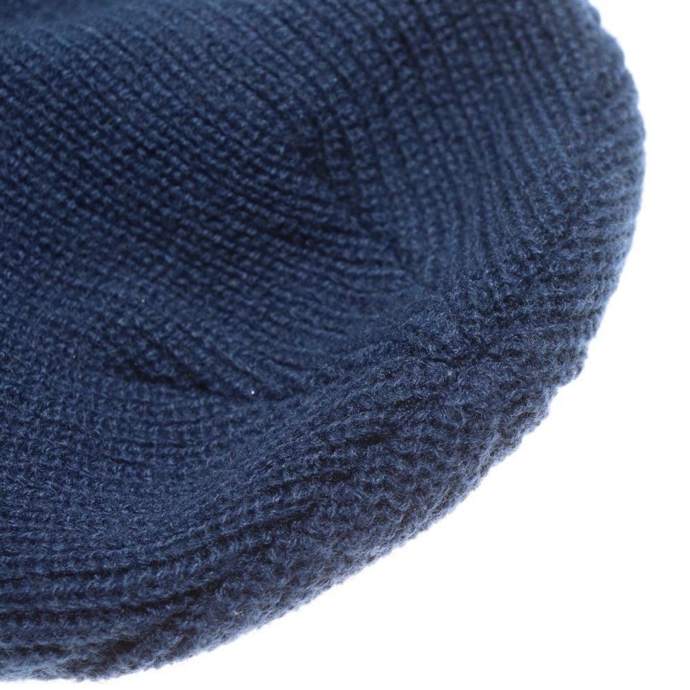 STUSSY(ステューシー) Front Logo Beanie 1321019 フロントワンポイントロゴ刺繍 リブニットビーニー ニット帽 帽子 ネイビー