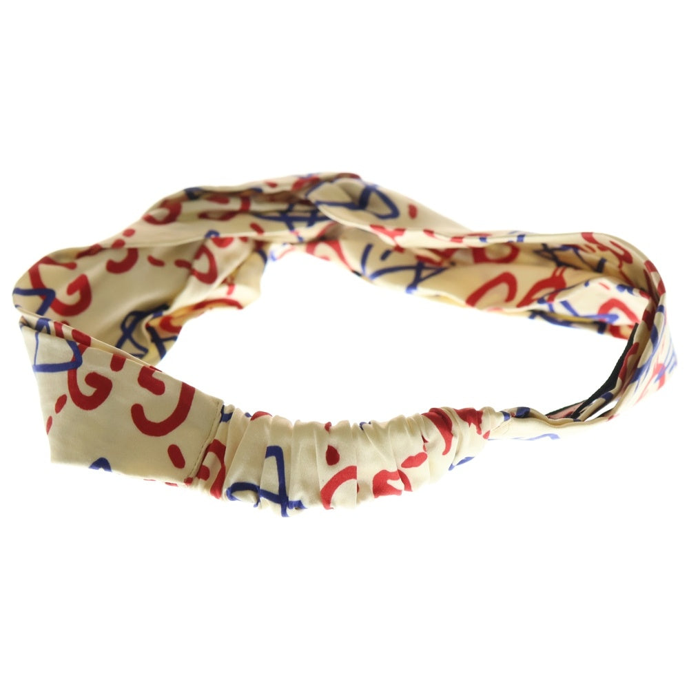 GUCCI(グッチ) Tri-Colour Ghost Star Duchessse Headband GGゴーストロゴ ヘッドバンド シルク ベージュ