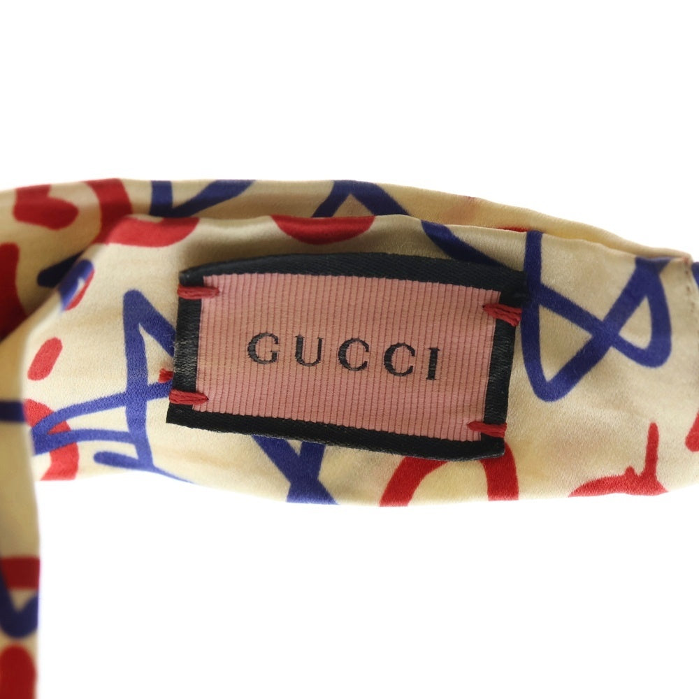GUCCI(グッチ) Tri-Colour Ghost Star Duchessse Headband GGゴーストロゴ ヘッドバンド シルク ベージュ