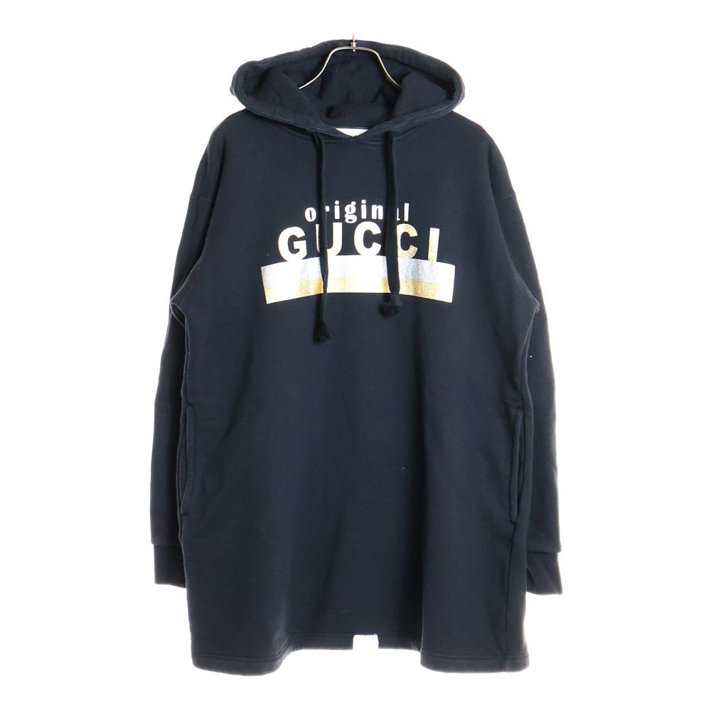 GUCCI(グッチ) Original Logo Onepiece 610127 フロントロゴプリント フーデッドスウェットワンピース レディース ブラック