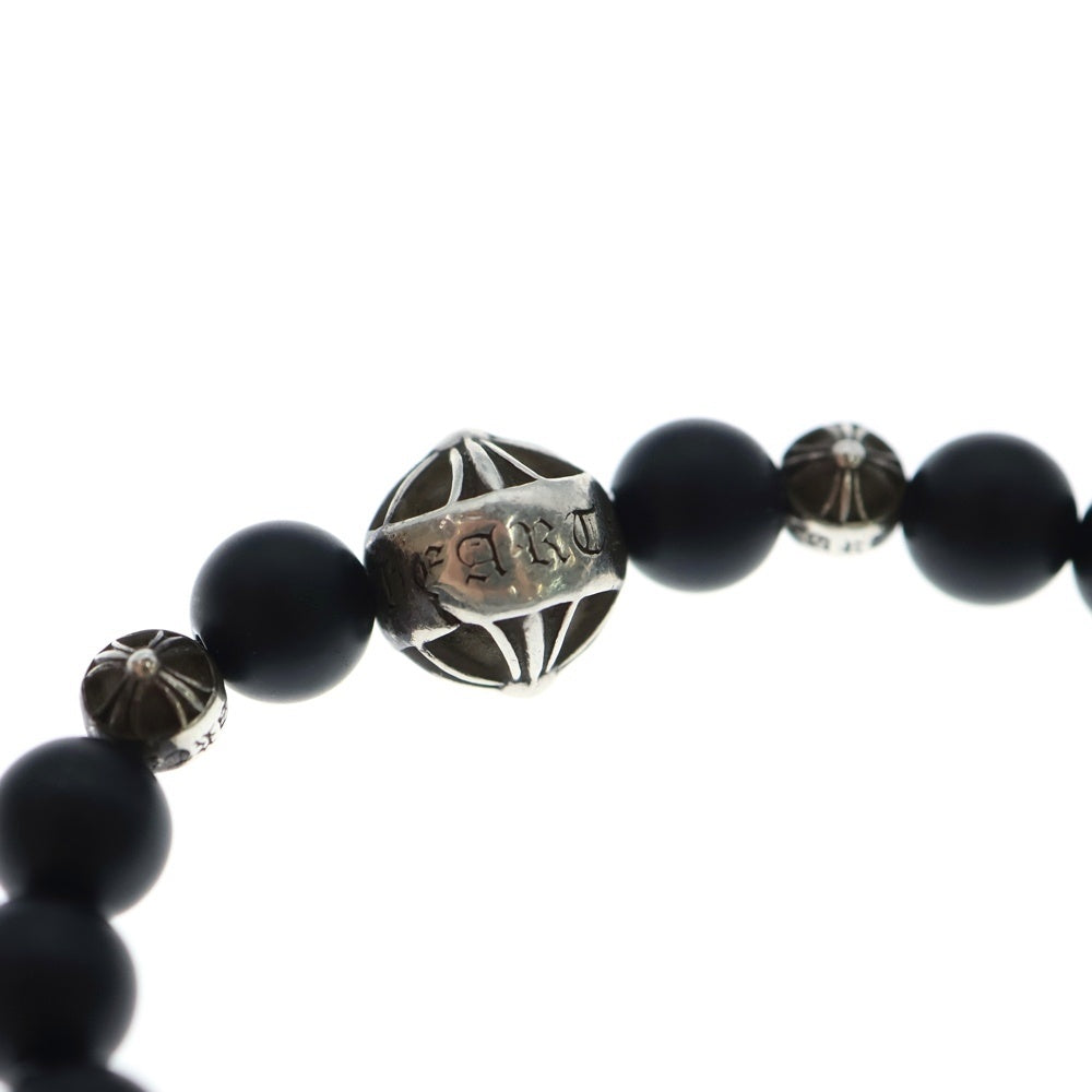 CHROME HEARTS(クロムハーツ) 8mm BEAD ONYX BNDD PLS オニキスビーズブレスレット ブラック/シルバー