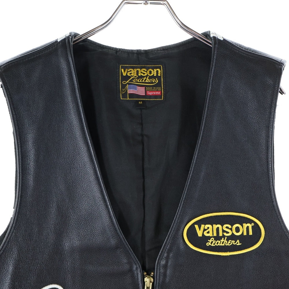 SUPREME(シュプリーム) 21SS ×Vanson Leathers Spider Web Vest ×バンソン スパイダー レザーベスト ブラック