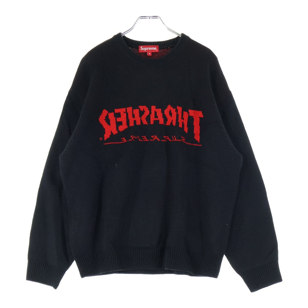 SUPREME(シュプリーム) 21AW ×THRASHER Sweater ×スラッシャー ジャガードロゴ クルーネックニットセーター ブラック