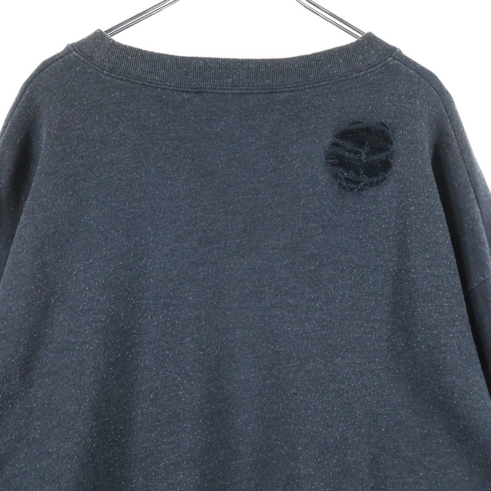 Acne Studios(アクネ ストゥディオズ) Circle Logo Sweater FN-UX-SWEA000044 CI0179 サークルロゴ ダメージ加工 クルーネックスウェットトレーナー ブラック/ブラウン