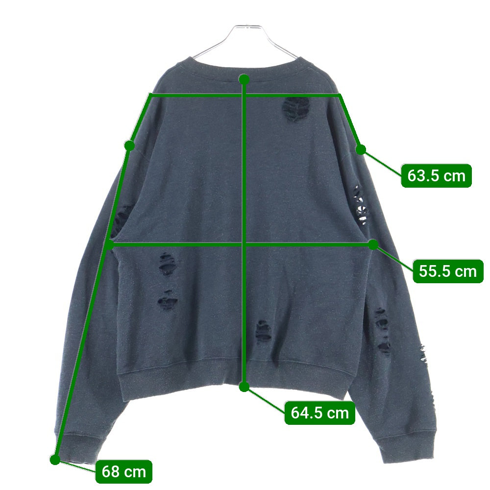 Acne Studios(アクネ ストゥディオズ) Circle Logo Sweater FN-UX-SWEA000044 CI0179 サークルロゴ ダメージ加工 クルーネックスウェットトレーナー ブラック/ブラウン