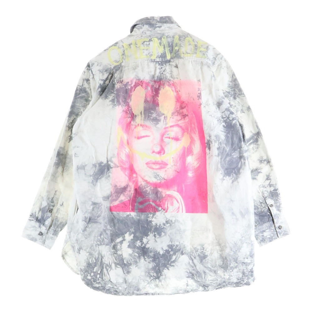 ONEMADE(ワンメイド) Handmade Print Military Shirt ハンドメイドプリント 総柄 ミリタリーシャツ 長袖シャツ ホワイト