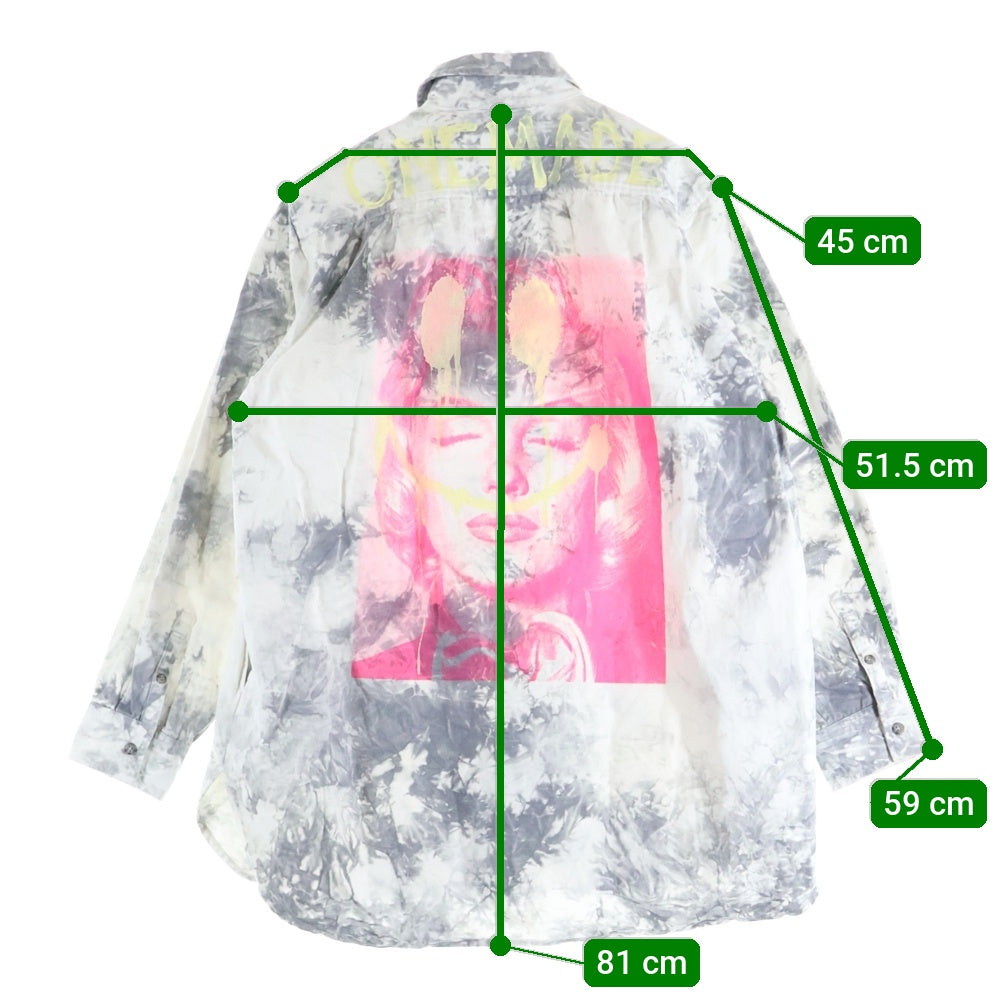 ONEMADE(ワンメイド) Handmade Print Military Shirt ハンドメイドプリント 総柄 ミリタリーシャツ 長袖シャツ ホワイト