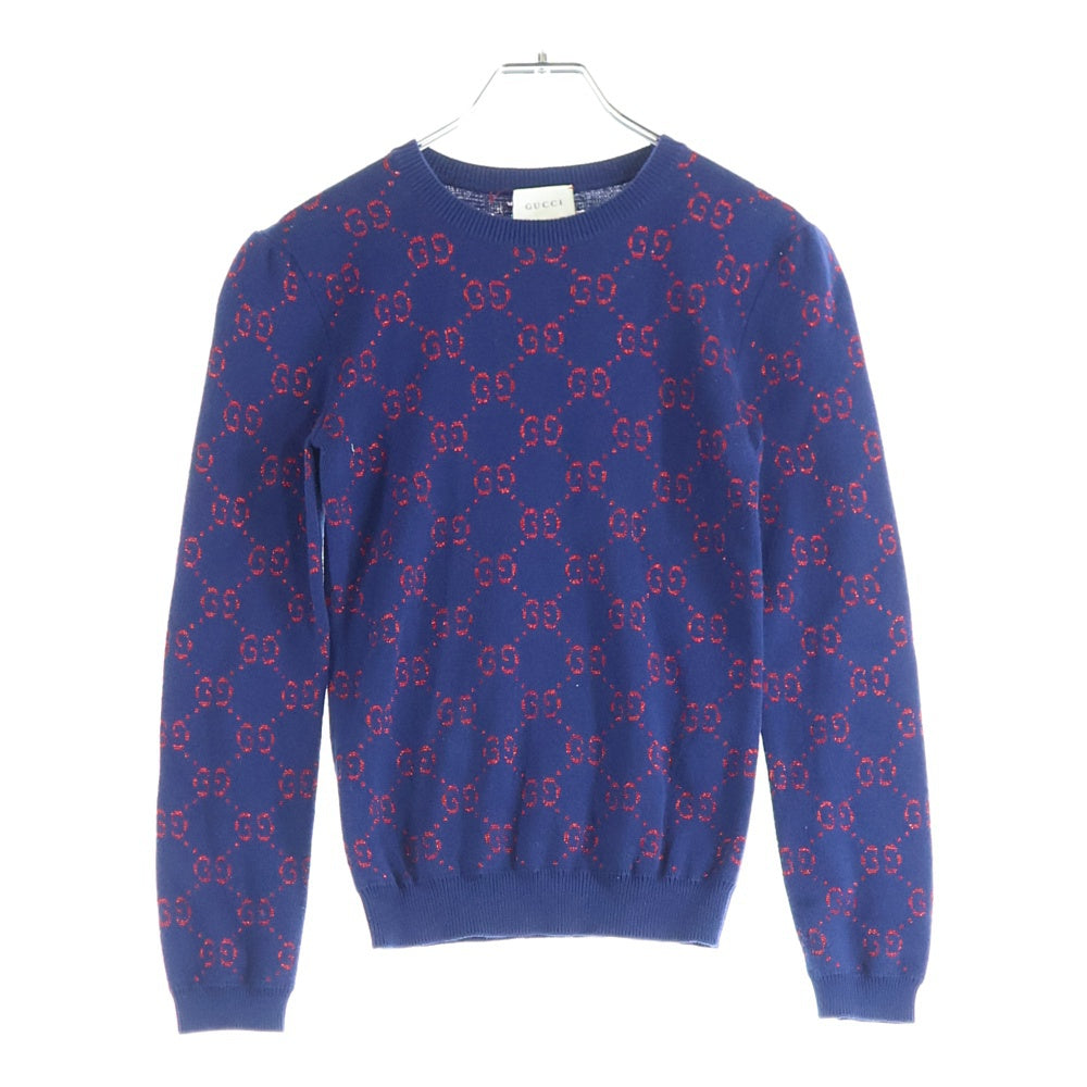 GUCCI(グッチ) GG総柄ラメセーター ニット ネイビー 571723