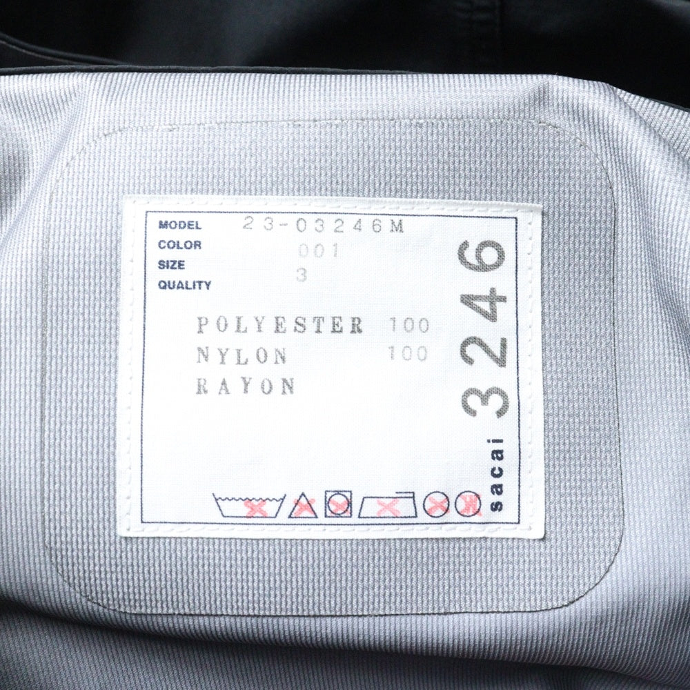 Sacai(サカイ) ウォータープルーフナイロンフーデッドコート ブラック 23-03246M
