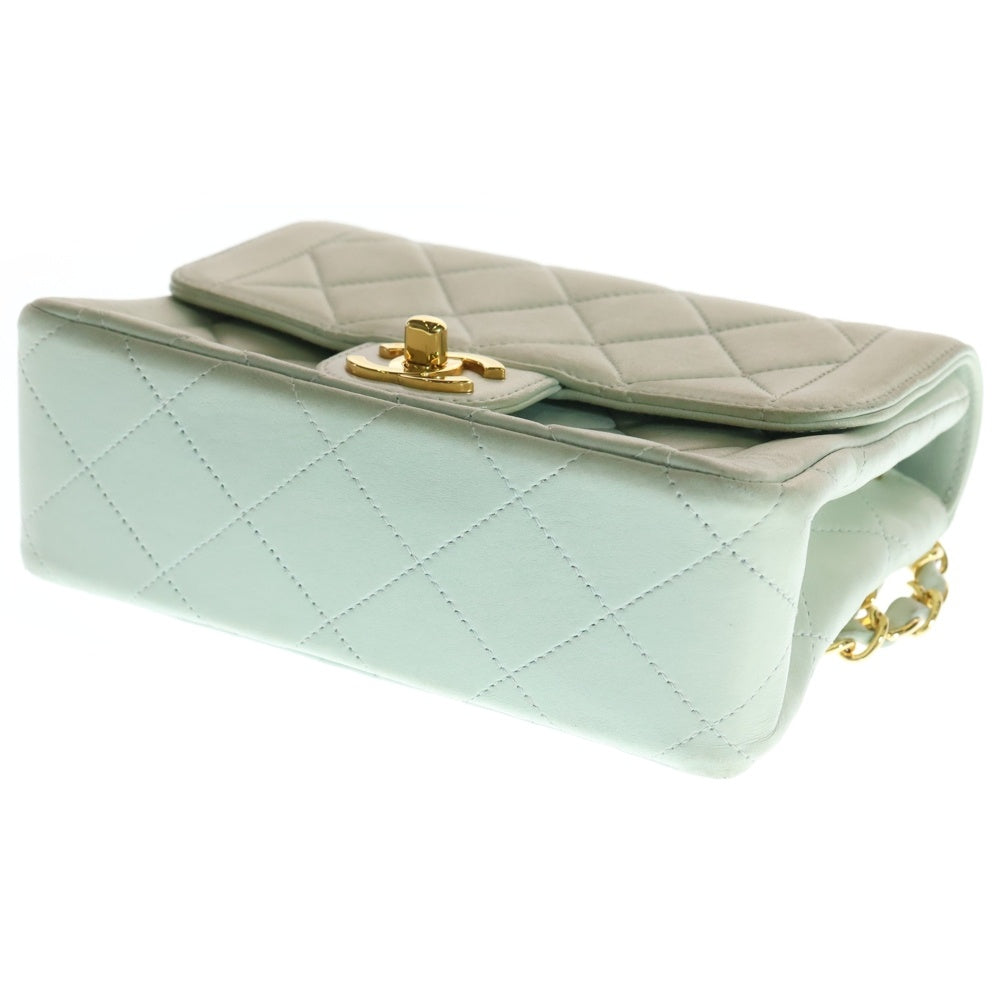 CHANEL(シャネル) ミニマトラッセ シングルフラップ チェーンショルダーバッグ ミントグリーン レディース
