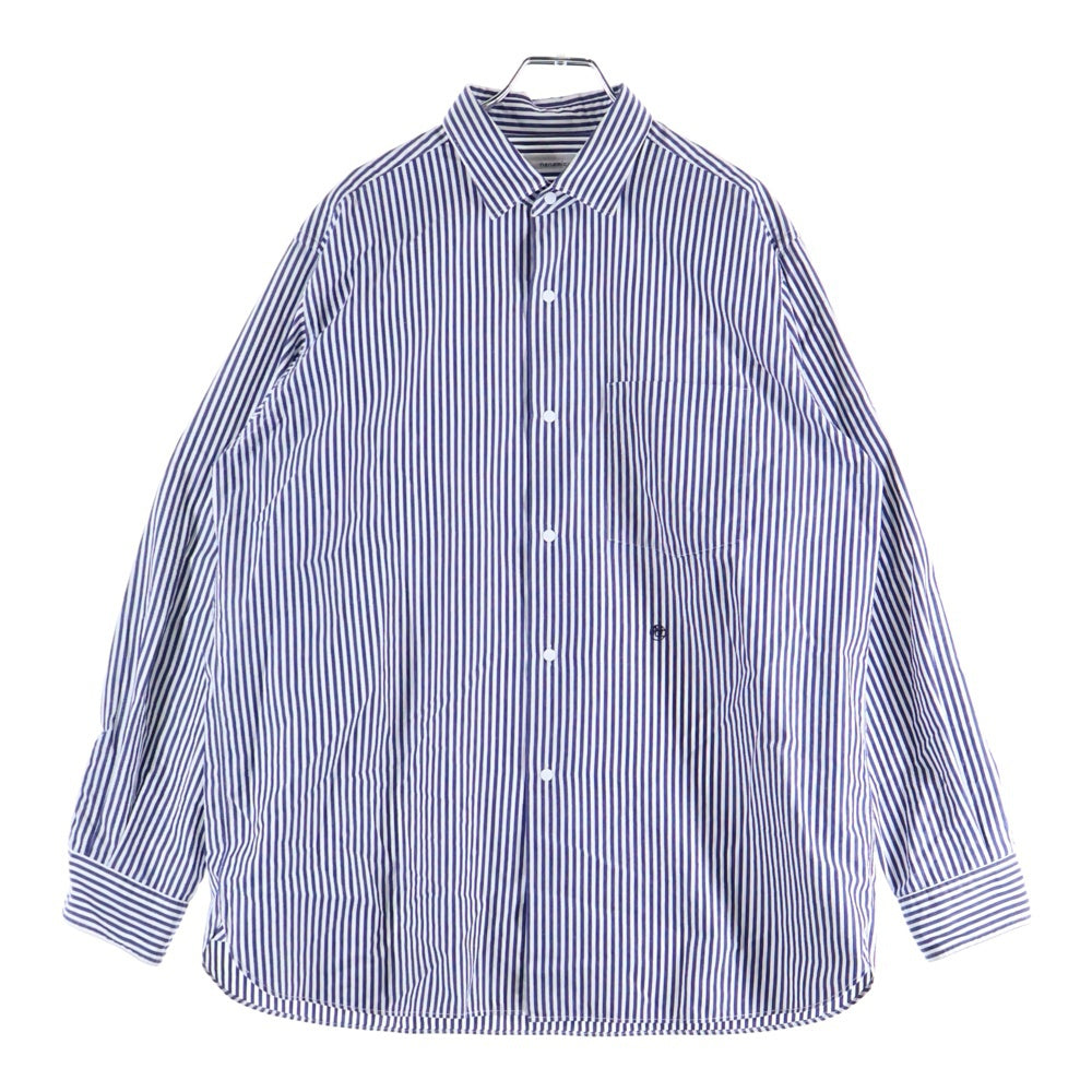 nanamica(ナナミカ) Regular Collar Stripe Wind Shirt SUGF156 ストライプ長袖シャツ ネイビー/ホワイト